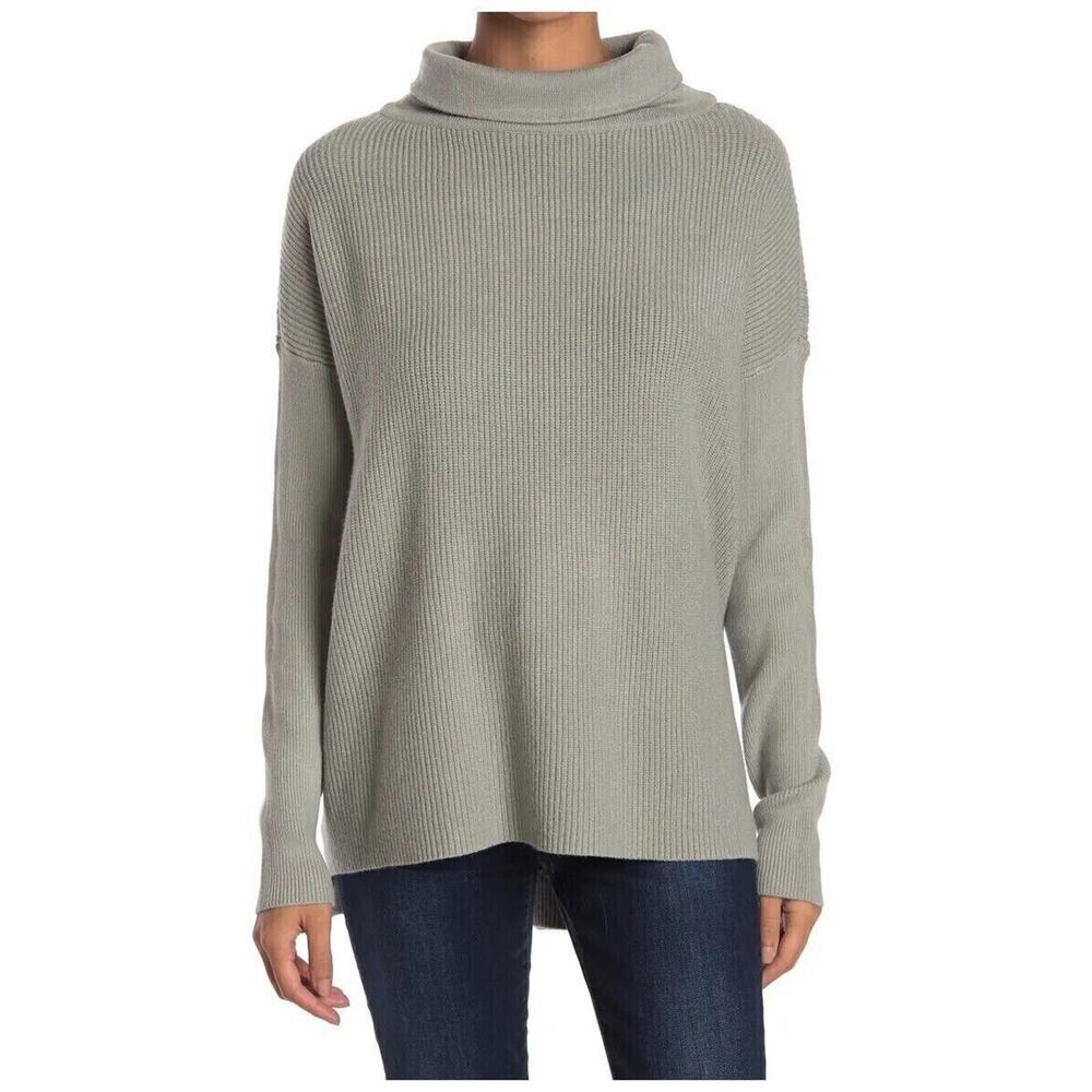 Devotion by Cyrus Women's Cowl Neck‎ Ribbed Tunic Sweater in Putty Grey 2XSmall